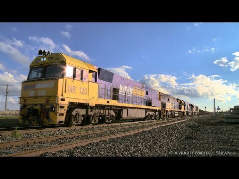 3XM4 Steel Train With Diesel Locomotives NR120 NR14 8223 8213 (30/6/2021) - PoathTV Aussie Railways