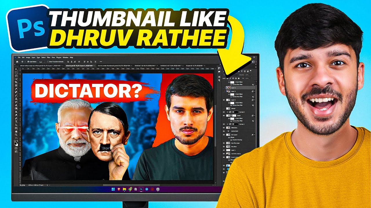 How to Make Thumbnail like @dhruvrathee in Photoshop