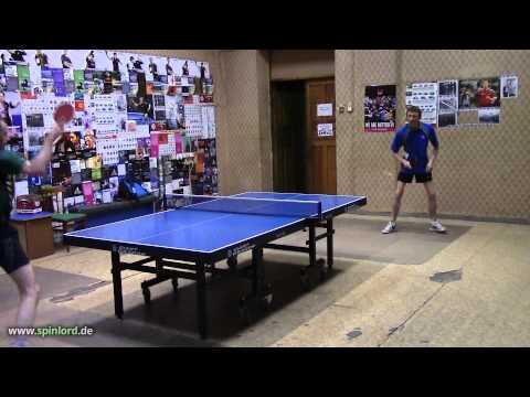 SPINLORD Blitzschlag 0.8 mm BH chopping against slow topspin on Sword 309, tischtennis techniques