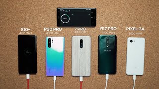 OnePlus 7 Pro vs Galaxy S10+ vs P30 Pro vs Pixel 3A Charge Test!