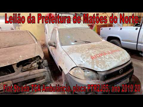 Fiat Strada TCA Ambulância, placa PTR2J55, ano 2019/20, em leilão da Prefeitura de Matões do Norte