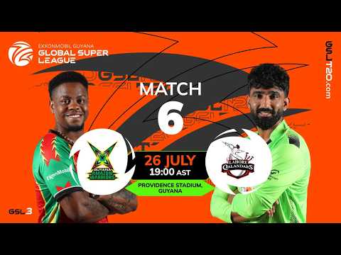 LIVE | Match 6 | Guyana Amazon Warriors vs Lahore Qalandars | GSL T20 2026