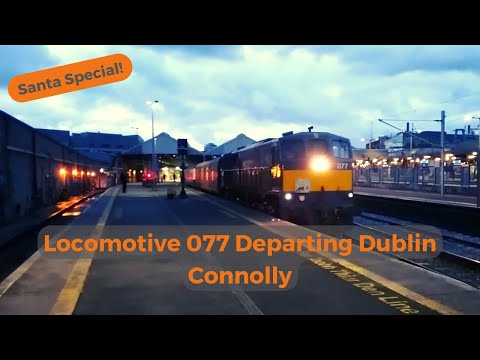 Irish Rail 071 Class Locomotive 077 Departing Connolly for Maynooth (Santa Special)