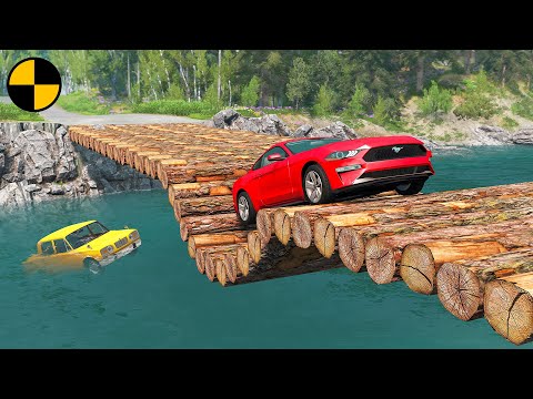 Cars vs Log Bridge with Reverse Speed Bumps 😱 BeamNG.Drive
