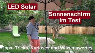 ✅Günstiger UV LED Solar Sonnenschirm mit Solarlampen Beleuchtung LZQ wasserabweisend Review deutsch