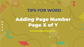 Page X of Y - Adding Page Numbers in MS Word
