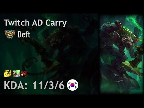 Twitch AD Carry vs Jhin - Deft - KR Challenger Patch 6.21