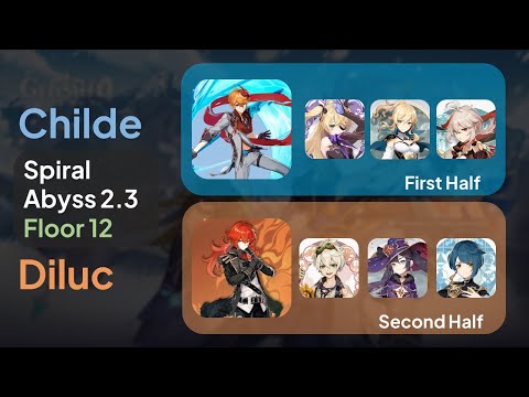 New Spiral Abyss 2.3 Floor 12 9 Stars - Tartaglia/Childe & Diluc - F2P ($0 Spend)
