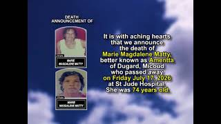 Marie Magdalene Matty ~ Short Obituary