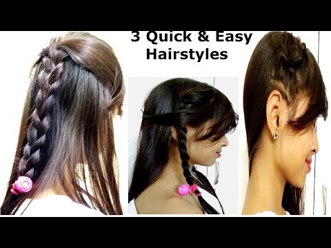 DIY: 3 Quick & Easy hairstyles for college girls in 1 min/ Hair tutorial Video