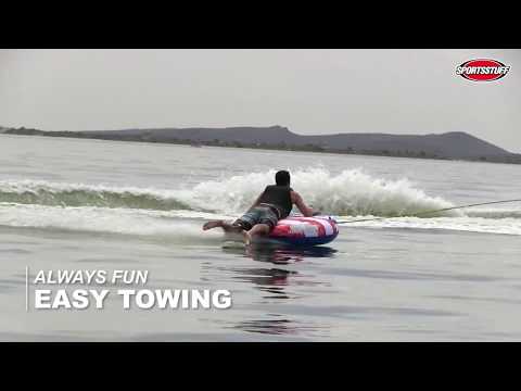 Stars N' Stripes Inflatable Towable Tube w Rope Pump Single Rider 3