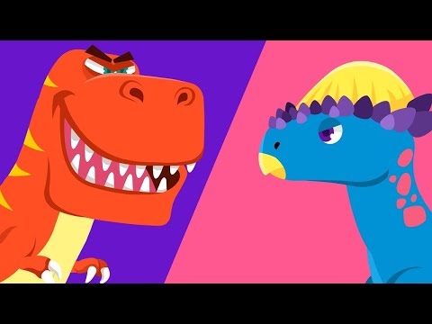 [ES, PT Sub] Boom Boom Head-butting Dino Song ♪ | Nursery Rhymes | Animal Songs★TidiKids