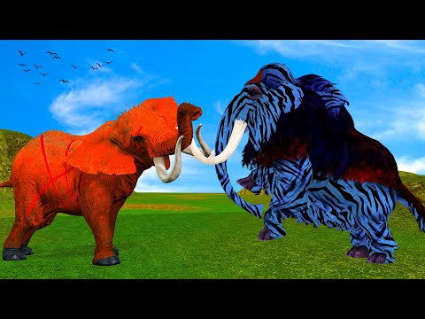 Zombie Mammoth Vs Tiger Mammoth Elephant Save Bull Animal Epic Battle