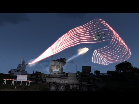SU-25 Fighter Jet Shot Down by MIM-104 Patriot & C-RAM System - Military Simulation - ArmA 3