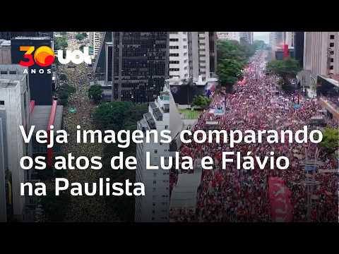 Lula x Flávio Bolsonaro na Paulista: veja comparação de imagens aéreas em atos em SP; vídeo