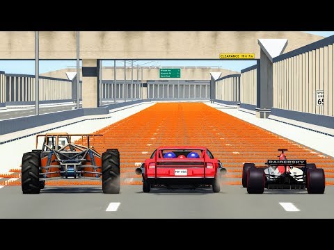 100 Spike Strip Challenge – BeamNG Drive Crash Testing | CrashBoomPunk