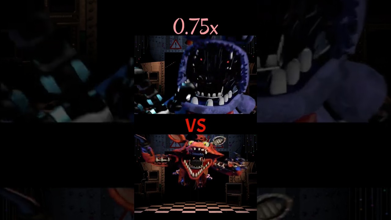 FNaF 2 – Withered Bonnie vs Withered Foxy – Jumpscare 0.25x ➜ 2x