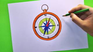Navigation Compass Drawing | how to draw compass easily step by step | magnetic compass drawing