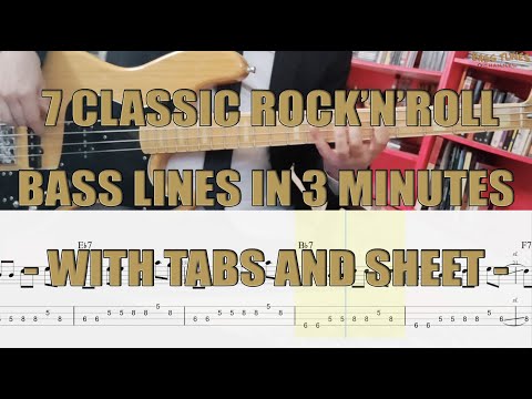 Rock'n'Roll Bass Lesson (7 different classic Bass Lines with Tabs and Sheet)