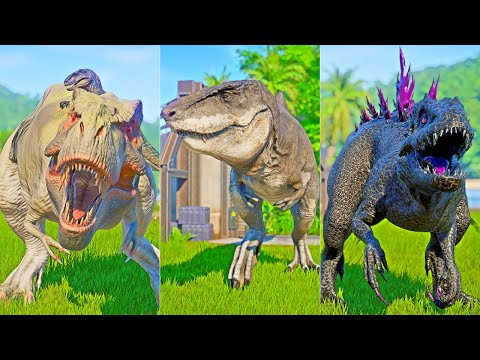 Mosasaurus vs Godzilla I-REX, Megalodon TREX vs Albino T-REX Fight in Jurassic Park - Jurassic World