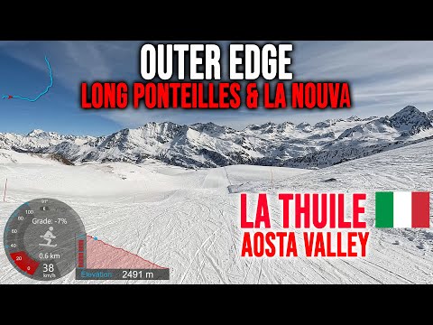 [4K] Skiing La Thuile, Outer Edge - Long Ponteilles & La Nouva, Aosta Valley Italy, GoPro HERO13