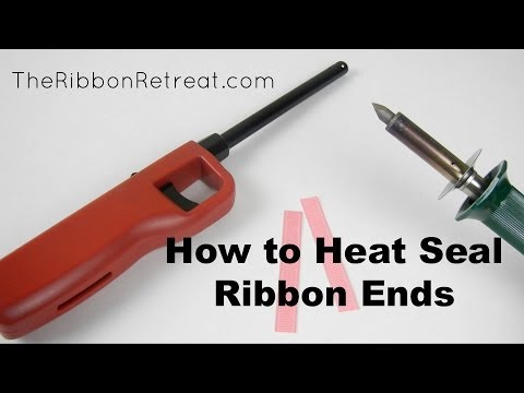 Part of a video titled How to Heat Seal Ribbon Ends - TheRibbonRetreat.com - YouTube