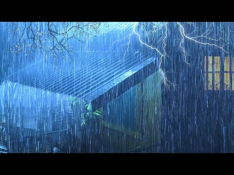 Goodbye Insomnia to Sleep with Dense Rain & Powerful Thunder on a Metal Roof in a Foggy Forest