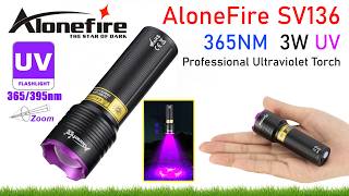 AloneFire SV136 365NM 3W UV Flashlight | Professional Rechargeable Ultraviolet Torch