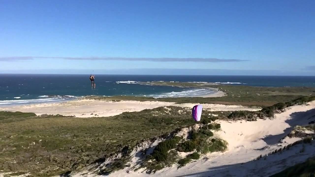 38 second kiteboarding flight over Paraglider