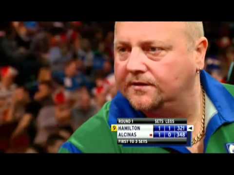 Hamilton misses 9 darter on the double - PDC World Championship 2012