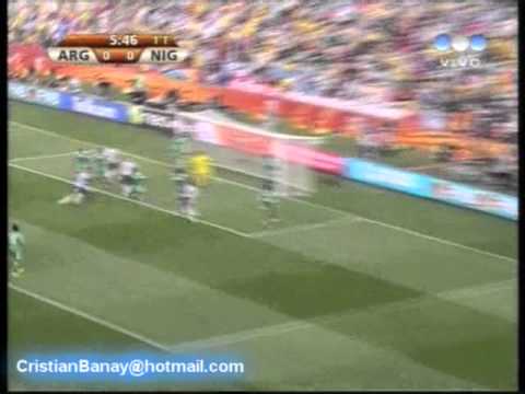 Argentina 1 Nigeria 0 Mundial Sudafrica 2010 Gol de Heinze