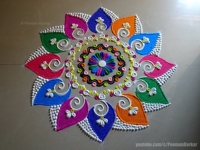  beautiful multicolored kolam design with 13*7 dot by poonam borkar - video 2