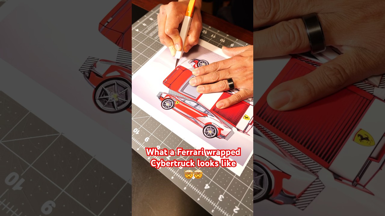 Ferrari wrapped Cybertruck papercraft template #miniature #miniaturas #cybertruck #tesla #papercraft