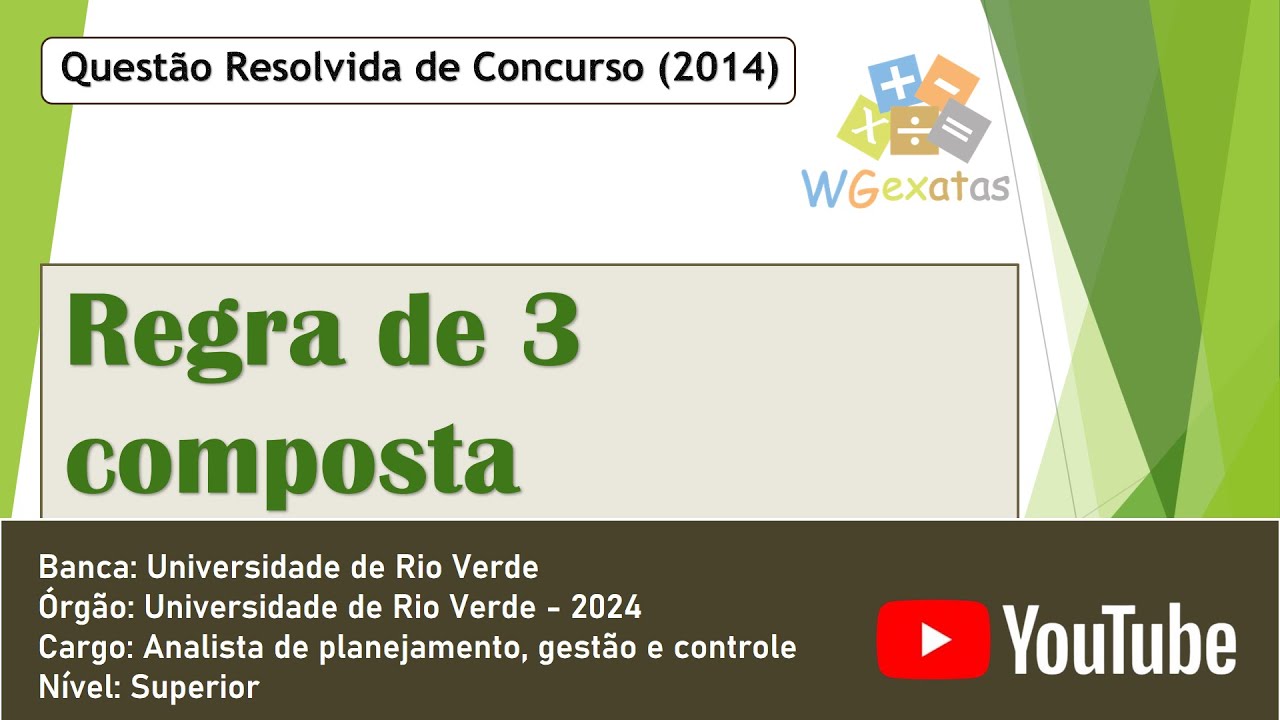 Regra de 3 Composta - Questão de Concurso   #youtube #videos #video