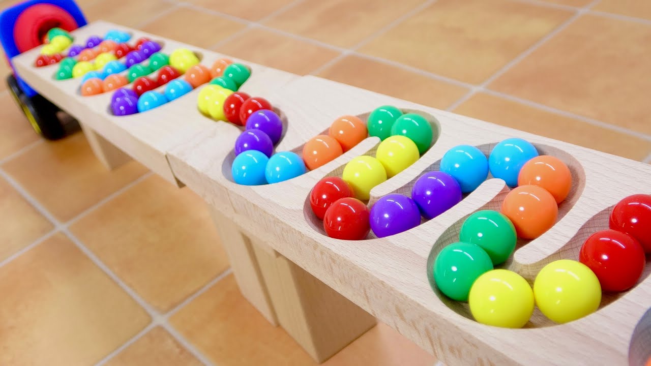 Marble Run SUN ASMR ☆ HABA Wave Slope Course, Mixer Truck & Dump Truck #103