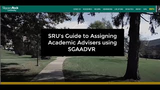 SRU's Guide to Assigning Academic Advisors