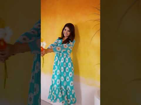 Weightless Marble Floral Print Frock with Foil Work – Fully Stitched