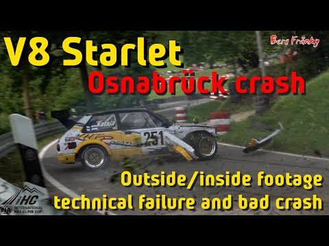 V8 Starlet Osnabruck crash Mikko Kataja - Front brakes fail from 168km/h and can't avoid crashing