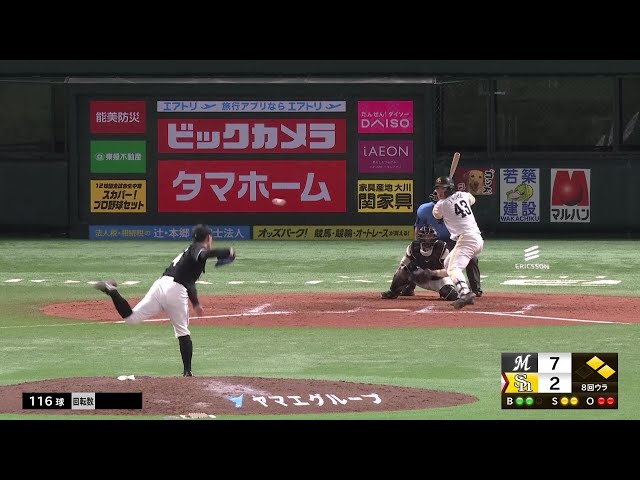 【8回裏】今季ビジター初勝利!! マリーンズ・小島和哉 8回10奪三振2失点の好投で5勝目を挙げる!! 2025年8月16日 福岡ソフトバンクホークス 対 千葉ロッテマリーンズ