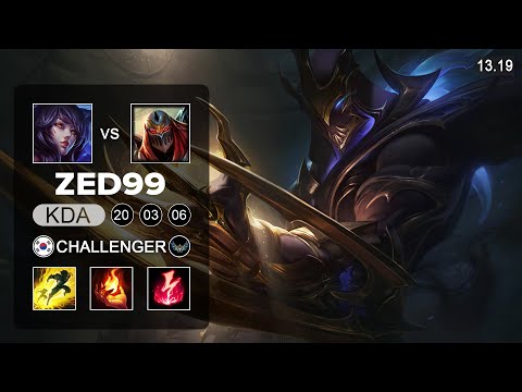 ZED99 Zed vs Ahri Top - KR Challenger - Patch 13.19 Season 13