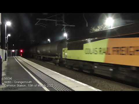 Colas 56096 working Sinfin - Grangemouth accelerating through Camelon: 10/03/22