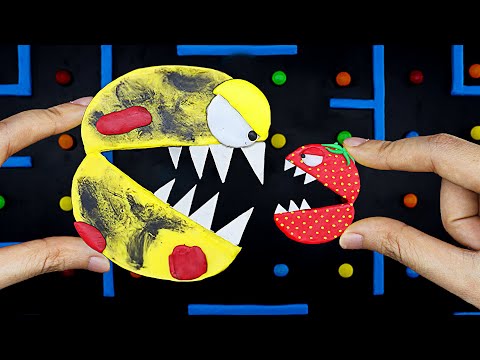 Crazy Strawberry Pacman vs Clay Pacman | Pacman Stop Motion @PacmanStopMotion