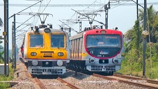 Perfect timing local trains crossing! Terrific train crossing !