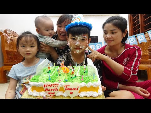 Happy birthday day cake with Bella & Misa and family fun for kids - Happy birthday song for baby