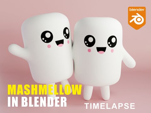 Cute Marshmallow Friends Made in Blender
