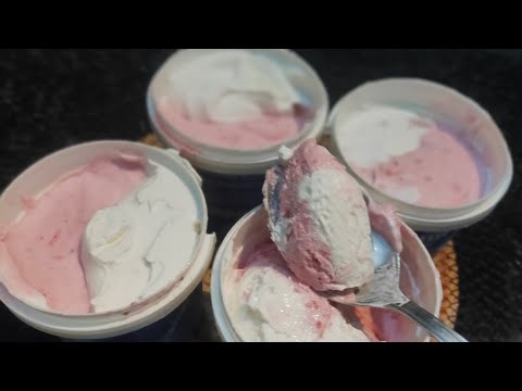 vanilla strawberry icecream with 3 ingredients,no flame ,no milk,no cornflour,no milk powder