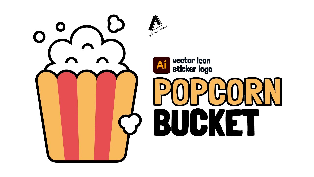 Vector Popcorn Bucket Drawing | Adobe Illustrator