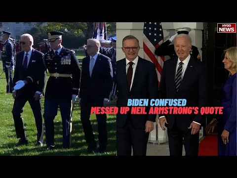 Biden Confused, Messed Up Neil Armstrong's Quote; Reading From Pre-Written Notes