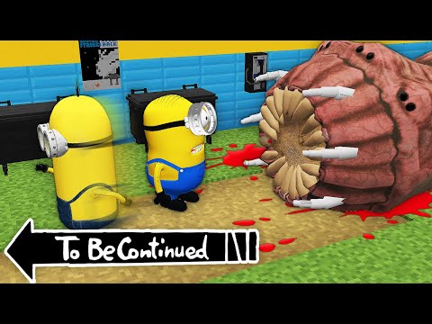 HOW MINIONS FAMILY ESCAPED FROM GIANT WORM.EXE iN MINECRAFT - Gameplay Movie traps