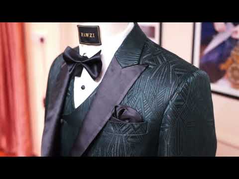 Tuxedo Suit with Zardosi Work | Luxury Designer Groom Wear 2025 | FAWZI Menswear Collection